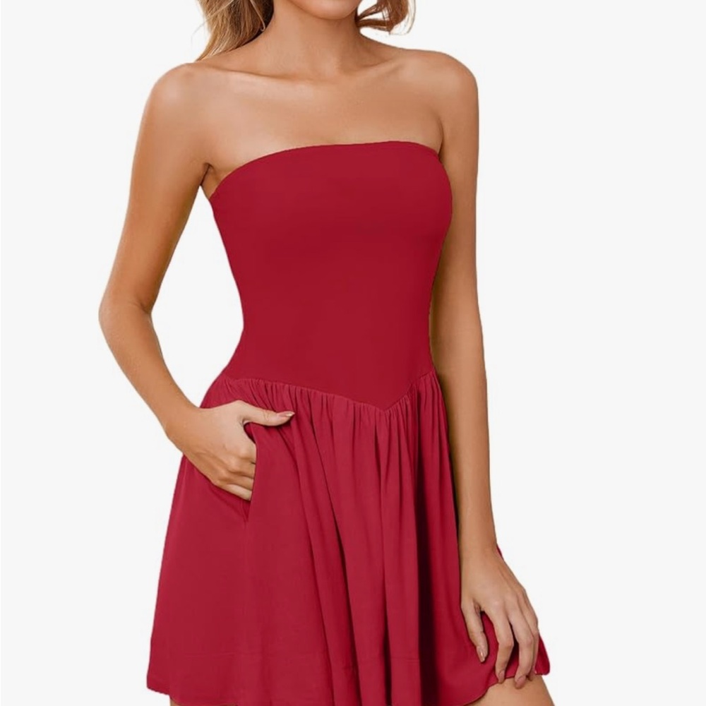 Amazon Red Strapless Mini Sundress for Night Out